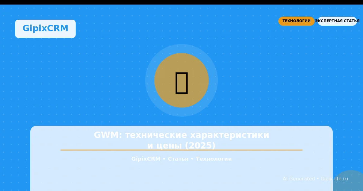 GWM: технические характеристики и цены (2025)