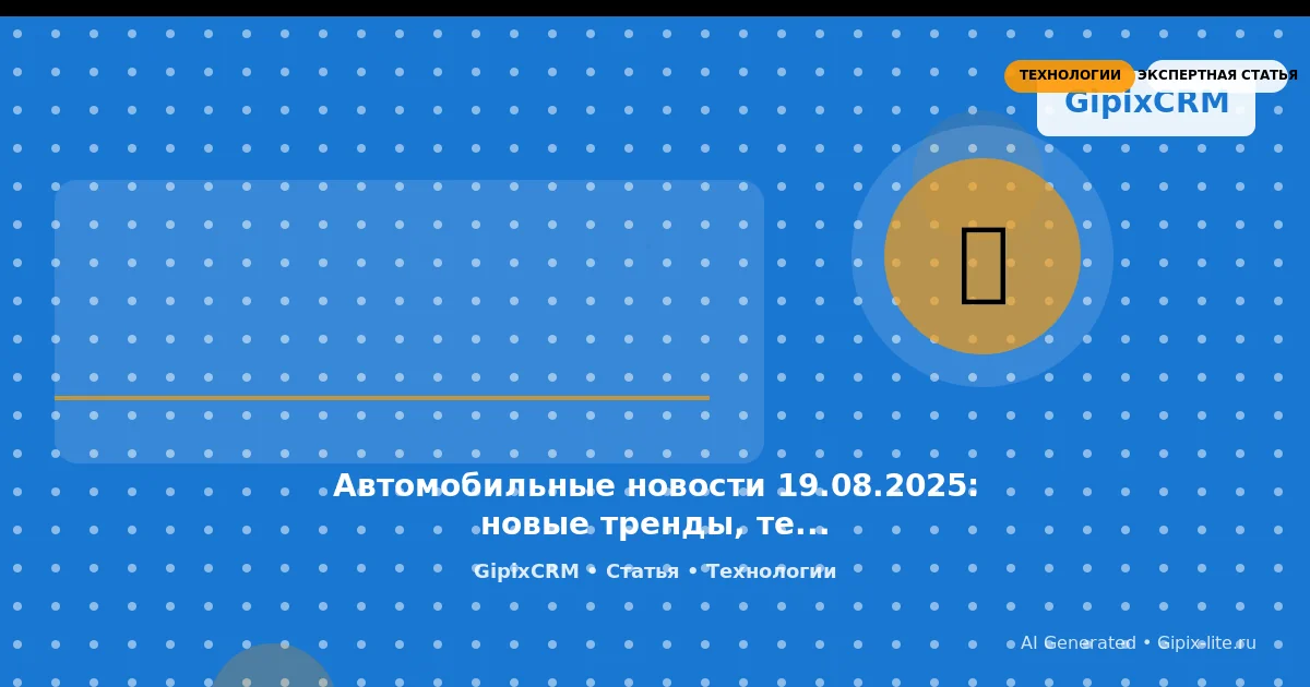 Новости 'Автомобильные новости 19.08.2025: новые тренды, технологии и вызовы российского ' - техн...
