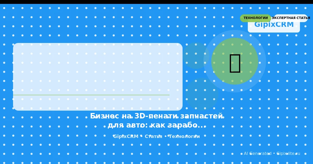 Советы 'Бизнес на 3D-печати запчастей для авто: как заработать и какие детали стоит печа' - техно...