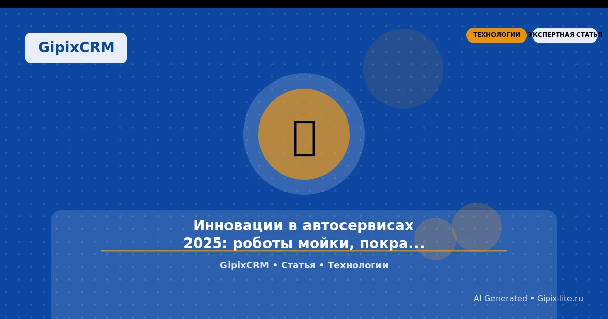 Руководство 'Инновации в автосервисах 2025: роботы мойки, покраски и сканирование — будущее у' - ...