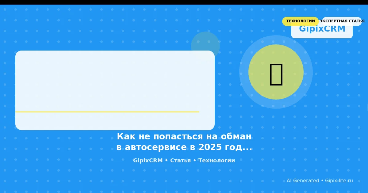 Советы 'Как не попасться на обман в автосервисе в 2025 году: секреты профессионалов' - технологии...