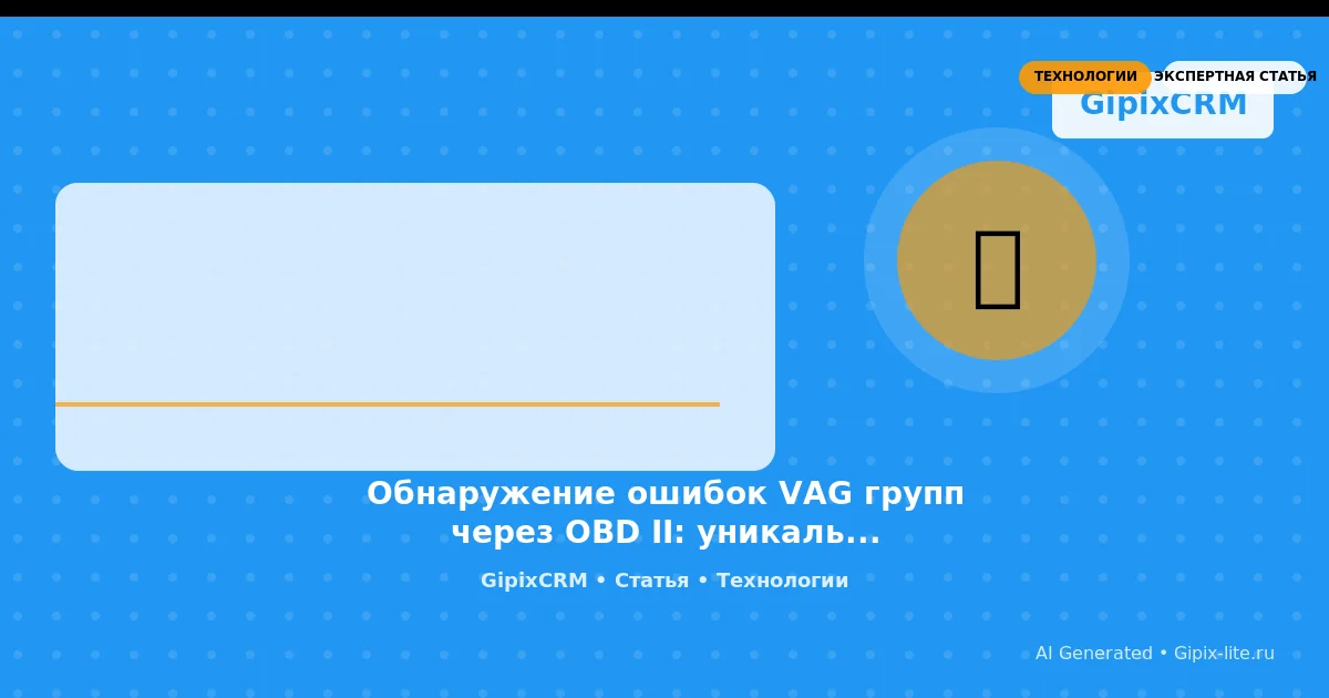 Статья 'Обнаружение ошибок VAG групп через OBD II: уникальность, примеры и практическое ' - техно...