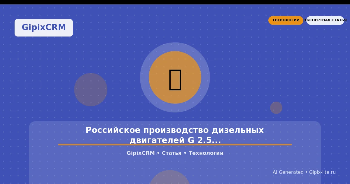 Изображение к статье: Российское производство дизельных двигателей G 2.5: что это значит для автосер
