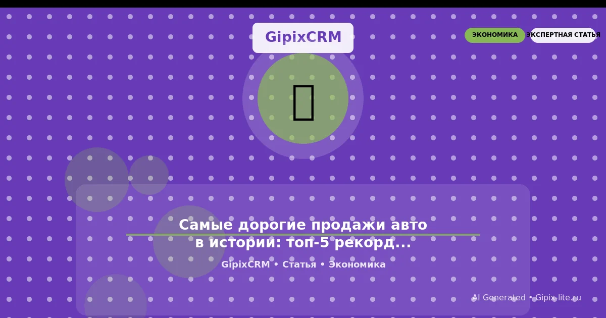 Статья 'Самые дорогие продажи авто в истории: топ-5 рекордных сделок и их влияние на рын' - эконо...