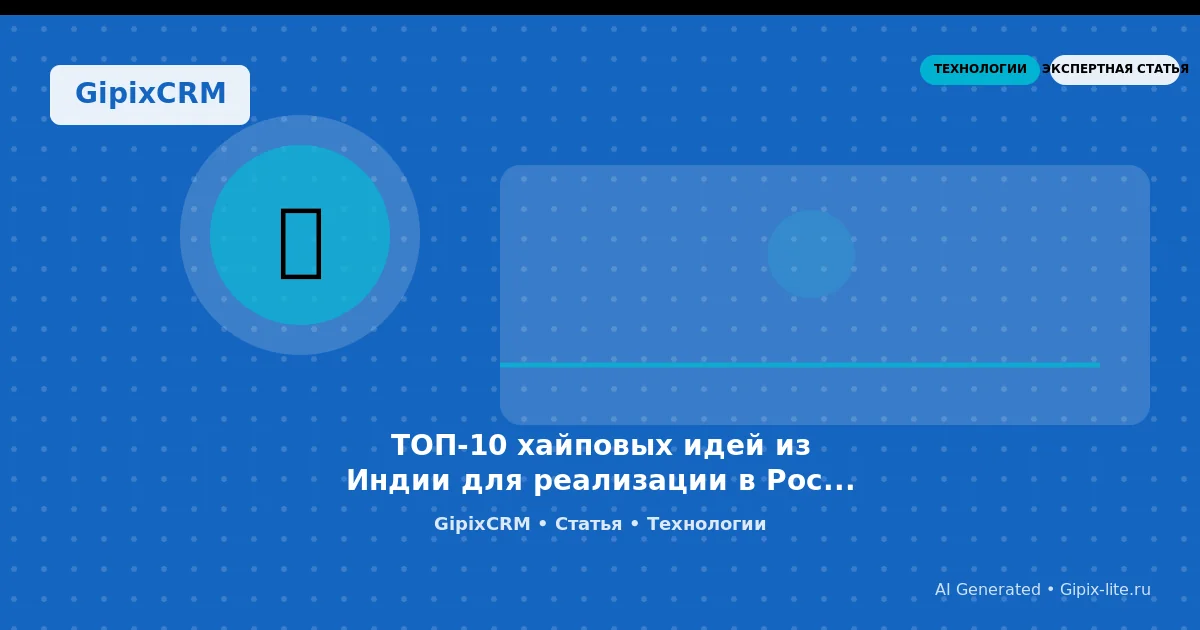Статья 'ТОП-10 хайповых идей из Индии для реализации в России в 2025 году: что нужно зна' - техно...