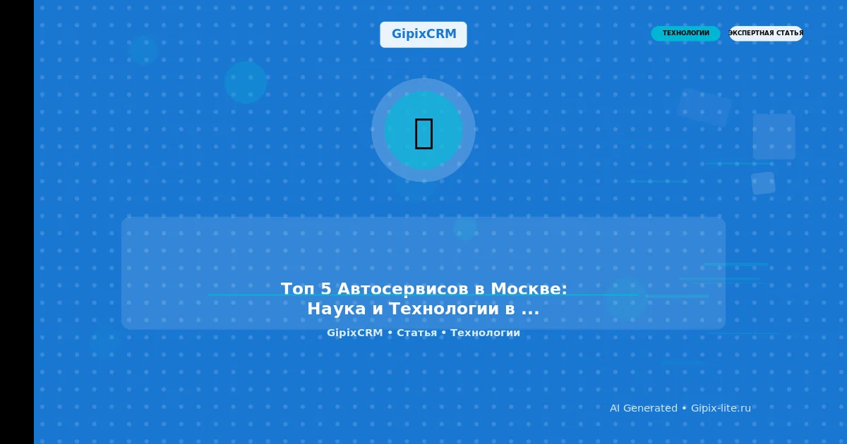 Статья 'Топ 5 Автосервисов в Москве: Наука и Технологии в Обслуживании Вашего Авто' - технологии ...