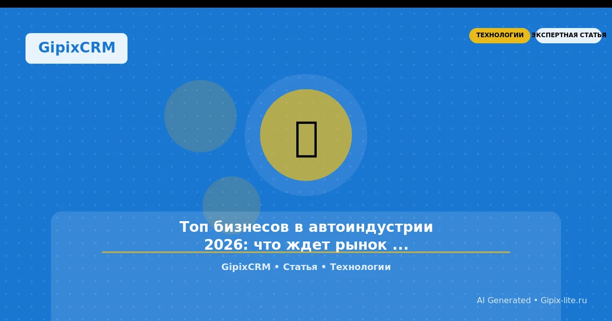 Статья 'Топ бизнесов в автоиндустрии 2026: что ждет рынок и владельцев авто?' - технологии автосе...