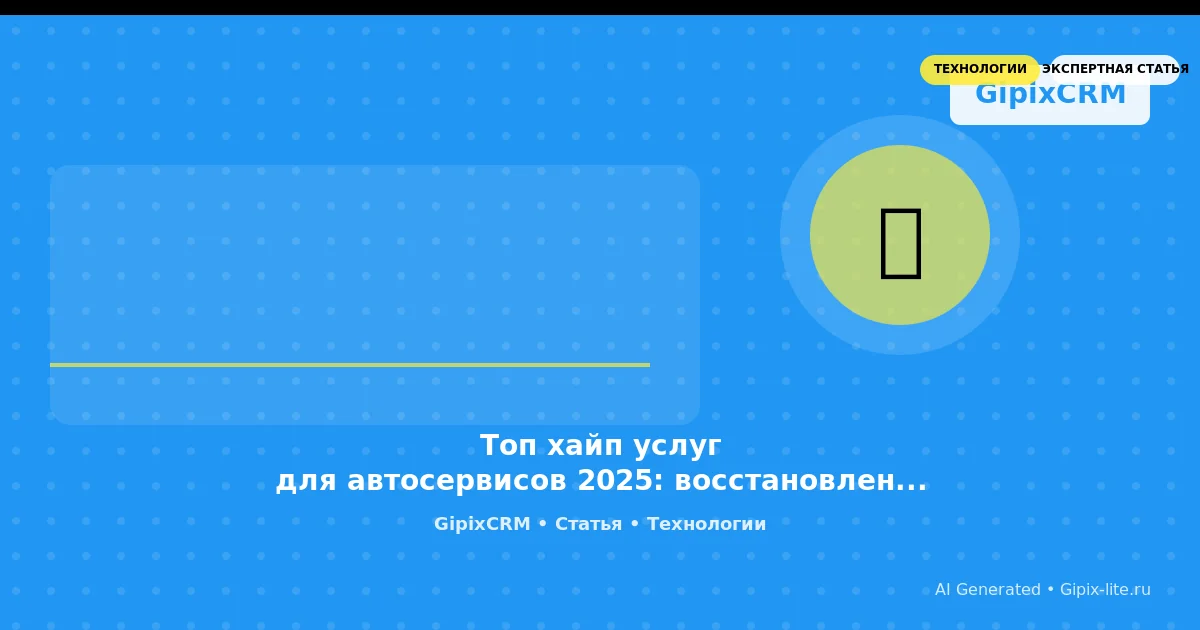 Статья 'Топ хайп услуг для автосервисов 2025: восстановление запчастей, выпрямление без ' - техно...