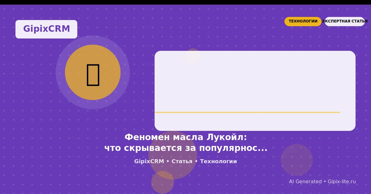 Статья 'Феномен масла Лукойл: что скрывается за популярностью и что говорят эксперты' - технологи...