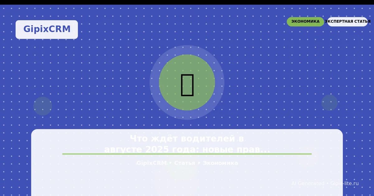 Новости 'Что ждёт водителей в августе 2025 года: новые правила, тренды и перспективы авто' - экон...